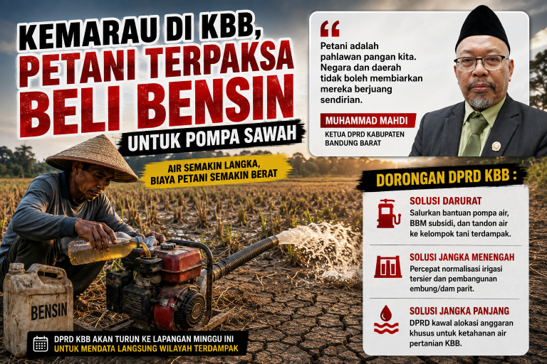 Kemarau Mencekik Petani KBB, Bensin Dibeli Sendiri Demi Selamatkan Sawah