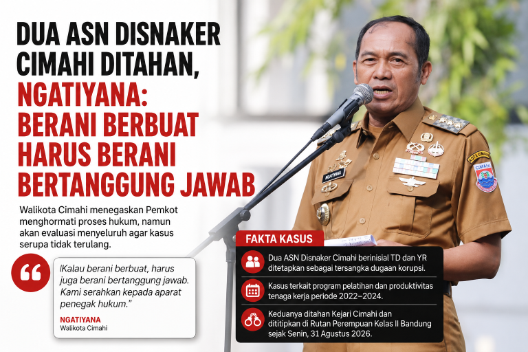 Dua ASN Disnaker Cimahi Ditahan, Ngatiyana: Berani Berbuat Harus Berani Bertanggung Jawab