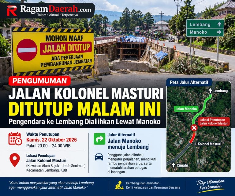 Jalan Kolonel Masturi Ditutup Malam Ini Pukul 20.00, Pengendara ke Lembang Dialihkan Lewat Manoko